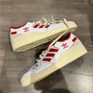 Adidas Red and White Classic Sneakers